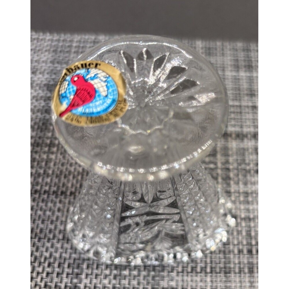 Vintage Hofbauer Byrdes Collection Clear Fan Vase - 3.5" Tall With Sticker - Picture 3 of 5